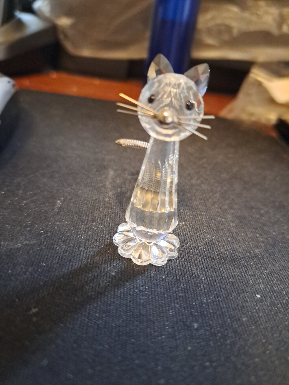 Swarovski Baby 2" Standing Cat W Metal Whiskers & Tail Excellent